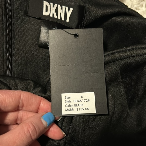 NWT DKNY Black Pleated Bustier Dress, Ruffle Hem - Size 8 - Picture 8 of 10